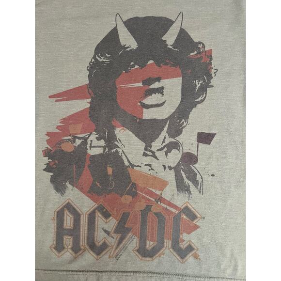 AC/DC Horns Graphic T-Shirt Highway to Hell Gray Medium | Classic Rock Band Tee - Picture 3 of 14